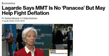 Lagarde sostiene che la MMT non è una "panacea" ma può aiutare a combattere la deflazione