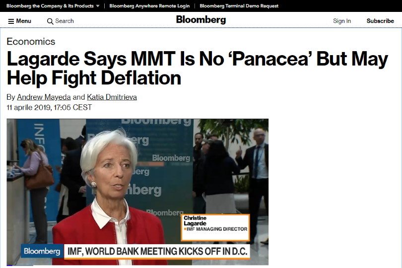 Lagarde sostiene che la MMT non è una "panacea" ma può aiutare a combattere la deflazione