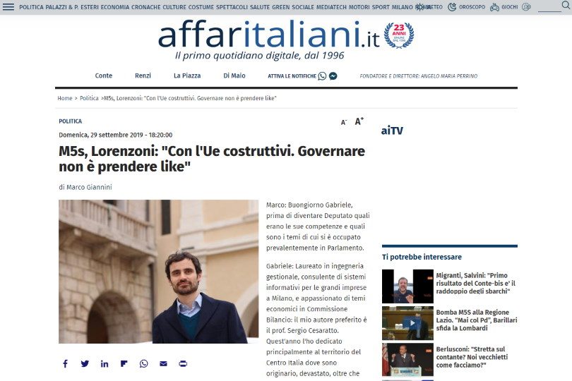 M5s, Lorenzoni: "Con l'Ue costruttivi. Governare non è prendere like"