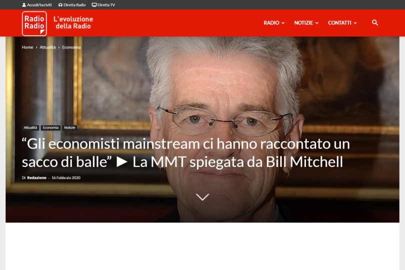 "Gli economisti mainstream ci hanno raccontato un sacco di balle" La MMT spiegata da Bill Mitchell
