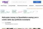 Helicopter money vs Quantitative easing: pro e contro delle due politiche monetarie