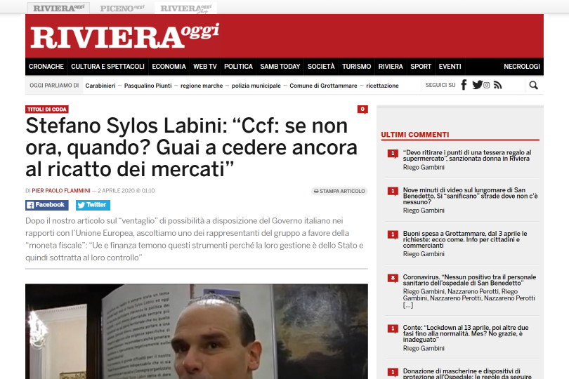 Stefano Sylos Labini: "Ccf: se non ora, quando? Guai a cedere ancora al ricatto dei mercati"