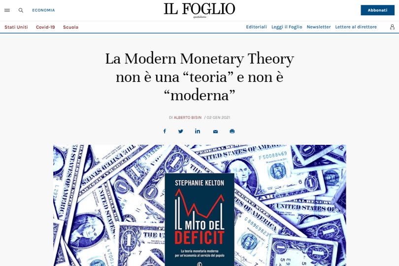 La Modern Monetary Theory non è una "teoria" e non è "moderna"