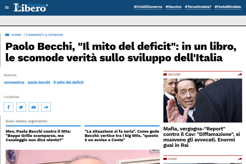 Paolo Becchi, "Il mito del deficit": in un libro, le scomode verità sullo sviluppo dell'Italia