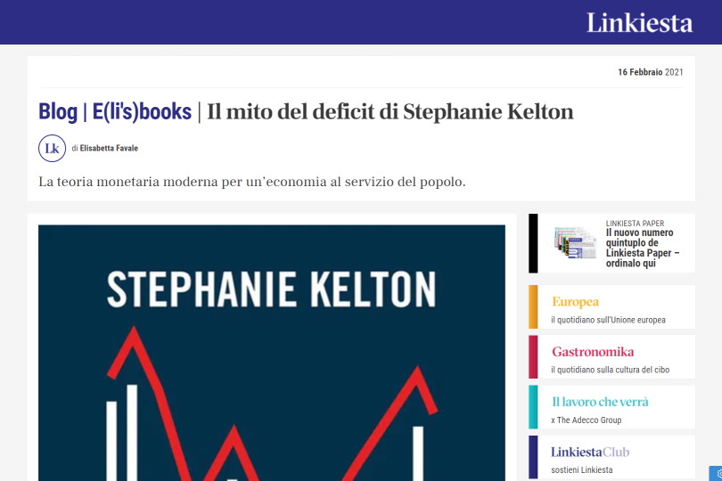 Il mito del deficit di Stephanie Kelton